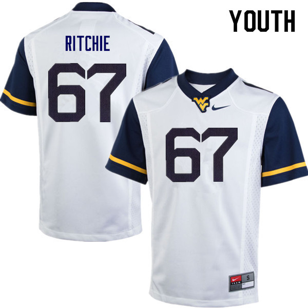 Youth #67 Josh Ritchie West Virginia Mountaineers College Football Jerseys Sale-White - Click Image to Close